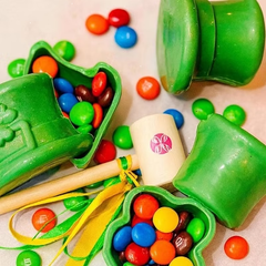 Sassy Little Southern 2-Pack Breakable Ghirardelli Chocolate Leprechaun Top Hats – Saint Patrick’s Day Candy-Filled Smash Gift with Wooden Hammer