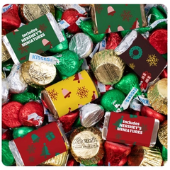 110Pcs Christmas Hersheys Chocolate Mix - Chocolate Miniatures, Kisses, Miniature Peanut Butter Cups For Favors, Party Treats, Gifting & More (1.62lb)
