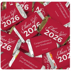 119ct Red Graduation Class of 2026 Wrapped Miniatures And Red Stickered Kisses Chocolate Mix