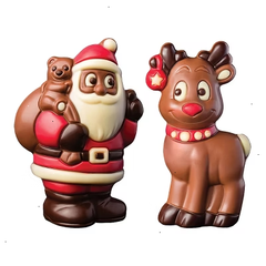 Weibler Hollow Chocolate Santa & Reindeer Tote Gift Box 5.29 Oz. (150 g.)