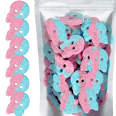 BUBS Swedish Giant Dizzy Skulls Taste of Bubble Gum Vegan, Gluten and Gelatin Free Soft & Chewy Sweet & Sour Candy - .5lb