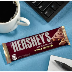 Hershey's Milk Chocolate with Whole Almonds Candy Bar 12 Pack Full Size Bar 1.56oz - Great For Home, Office, Trips, Snack & More - Bulk Packaging