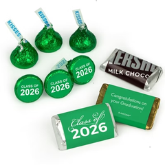 119ct Green Graduation Class of 2026 Wrapped Miniatures And Green Stickered Kisses Chocolate Mix