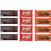 Hershey's 12 Pack Kit Kat, Reese's Peanut Butter Cup, Hershey's Milk Chocolate Full Size Individually Wrapped Candy Bars Bulk Assortment