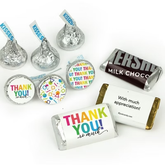 Thank You Candy For Party Favors (Approx. 85 Pcs Milk Chocolate Hershey's Kisses & 34 Pcs Wrapped Miniatures) - Colorful Thank You