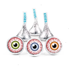 85 Pcs Halloween Party Candy Chocolate Silver Hershey's Kisses (13.6oz) - Eyeballs