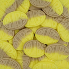 BUBS Swedish Banana Bubs Candy Oval Sweet Gummy Candy Vegan & Gluten Free, 0.5 LB