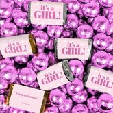 102 Pcs It's A Girl Hearts Themed Hershey's Miniatures and Chocolate Balls (1.62lb)