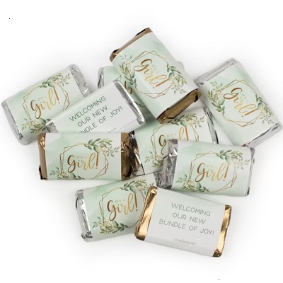 Baby Girl Botanicals Wrapped Hershey's Miniatures 1.25lb Bag - 68 pcs