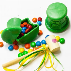 Sassy Little Southern 2-Pack Breakable Ghirardelli Chocolate Leprechaun Top Hats – Saint Patrick’s Day Candy-Filled Smash Gift with Wooden Hammer