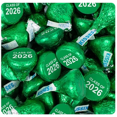 119ct Green Graduation Class of 2026 Wrapped Miniatures And Green Stickered Kisses Chocolate Mix