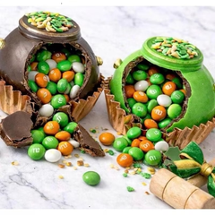 Sassy Little Southern Breakable St. Patrick’s day Pot of Gold - gourmet Ghirardelli chocolate shell filled w/ M&M's. Adults and kids LOVE THEM!