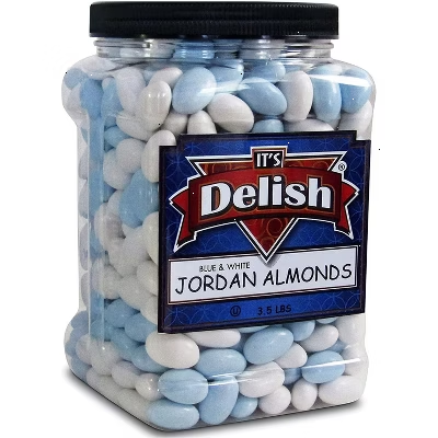 Blue and White Jordan Almonds Mix by It's Delish, 3.5 lbs Jumbo Container