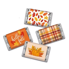102 Pcs Thanksgiving Fall Candy Party Favors Hershey's Miniatures Chocolate - Hello Fall Leaves