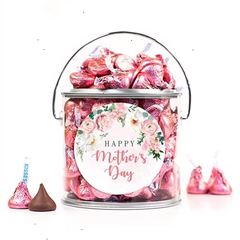 Happy Mother™s Day Stickered Paint Can Gift Filled With Pink Hershey™s Kisses Milk Chocolate