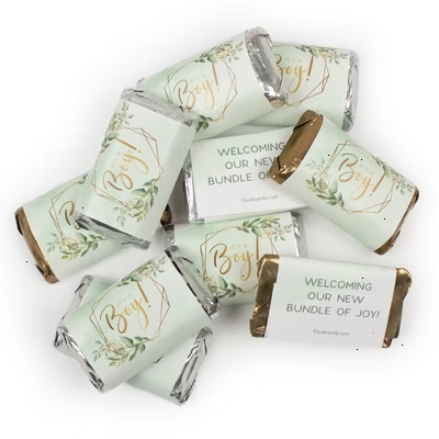 Baby Boy Botanicals Wrapped Hershey's Miniatures 1.25lb Bag - 68 pcs