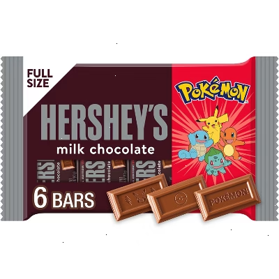 HERSHEY'S Milk Chocolate Standard Bar Candy with Pokémon Wrappers - 9.3oz/6pk