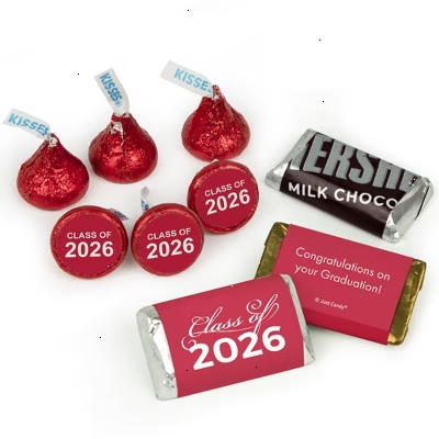 119ct Red Graduation Class of 2026 Wrapped Miniatures And Red Stickered Kisses Chocolate Mix