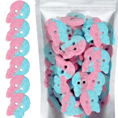 BUBS Swedish Giant Dizzy Skulls Taste of Bubble Gum Vegan, Gluten and Gelatin Free Soft & Chewy Sweet & Sour Candy - .5lb