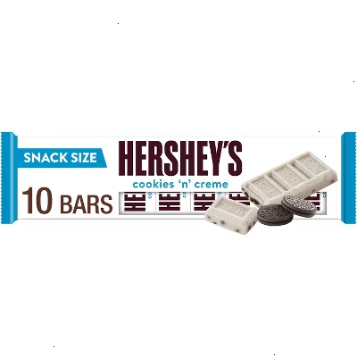 HERSHEY'S Cookies 'N' Creme Snack Size Chocolate Candy Bars - 4.5oz/10ct