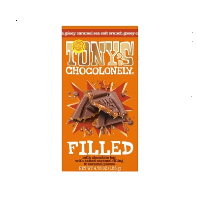 Tony's Chocolonely Gooey Milk Caramel Sea Salt Filled Chocolate Bar - 4.76oz