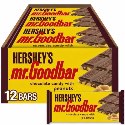 Hershey’s Mr. Goodbar Chocolate with Peanuts Candy Bars 1.75 oz – 12 Bars Milk Chocolate & Peanuts, Bulk Pack – Individually Wrapped Bars