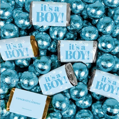 204 Pcs It's A Boy Stars Themed Hershey's Miniatures and Chocolate Balls (3.24lb)
