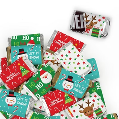 34 Pcs Christmas Candy Party Favors Hershey's Miniatures Chocolate - Santa, Reindeer & Snowman