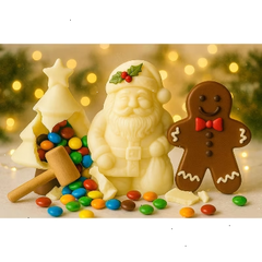 Sassy Little Southern Three-Pack Breakable Ghirardelli Chocolate Christmas Trio – Filled with M&M’s – Wooden Mallet