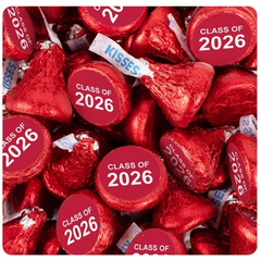 119ct Red Graduation Class of 2026 Wrapped Miniatures And Red Stickered Kisses Chocolate Mix