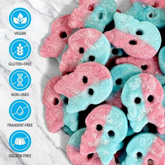 BUBS Swedish Giant Dizzy Skulls Taste of Bubble Gum Vegan, Gluten and Gelatin Free Soft & Chewy Sweet & Sour Candy - .5lb
