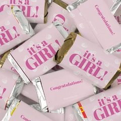 34 Pcs It's a Girl Baby Shower Candy Party Favors Hershey's Miniatures Chocolate