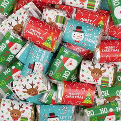 34 Pcs Christmas Candy Party Favors Hershey's Miniatures Chocolate - Santa, Reindeer & Snowman