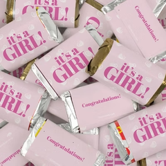 102 Pcs It's A Girl Hearts Themed Hershey's Miniatures and Chocolate Balls (1.62lb)