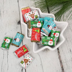 34 Pcs Christmas Candy Party Favors Hershey's Miniatures Chocolate - Santa, Reindeer & Snowman