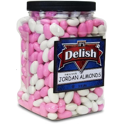 Pink and White Jordan Almonds Mix by It's Delish, 3.5 lbs Jumbo Container
