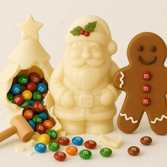 Sassy Little Southern Three-Pack Breakable Ghirardelli Chocolate Christmas Trio – Filled with M&M’s – Wooden Mallet