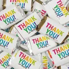 Thank You Candy For Party Favors (Approx. 85 Pcs Milk Chocolate Hershey's Kisses & 34 Pcs Wrapped Miniatures) - Colorful Thank You